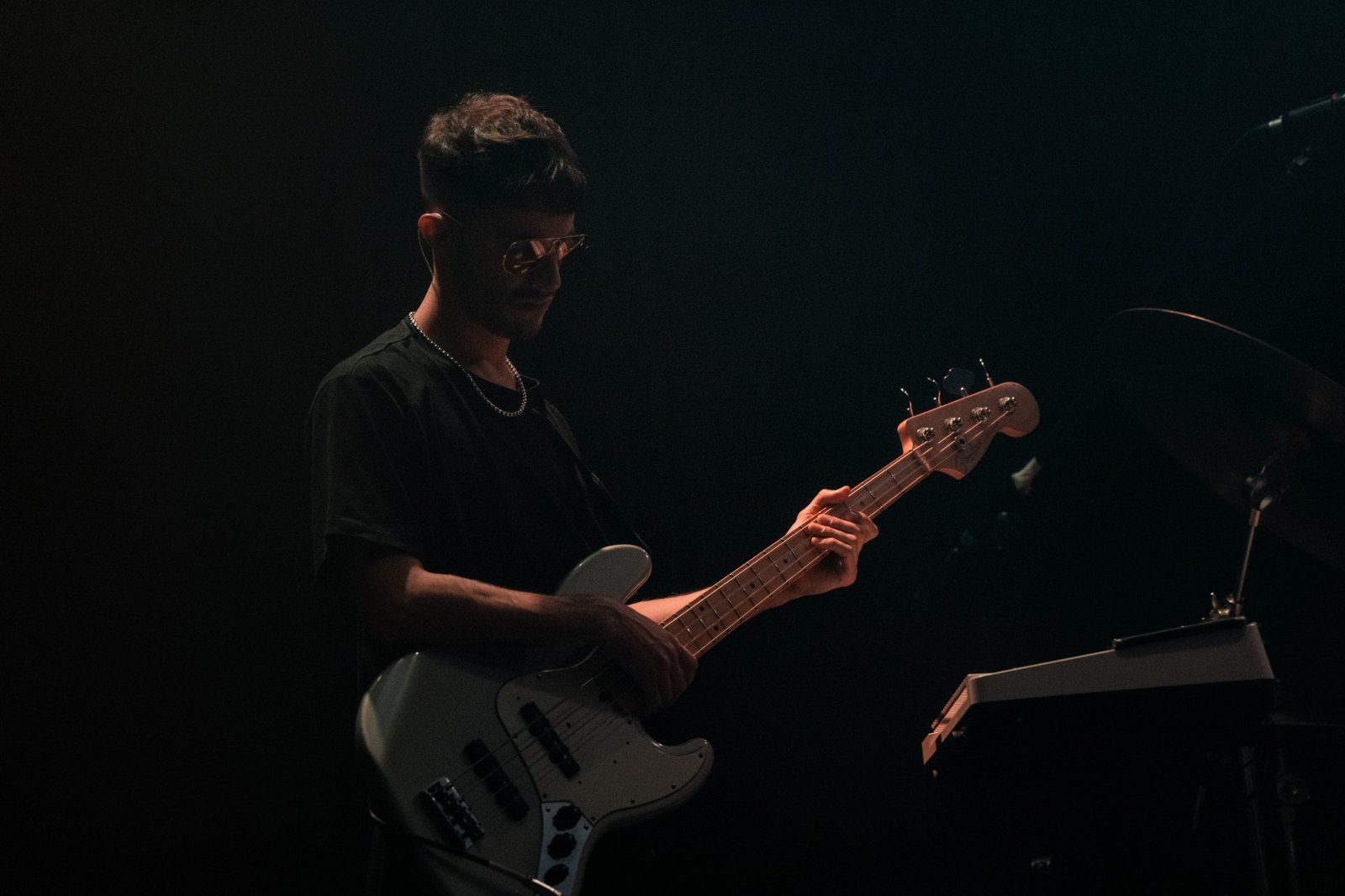 Leandro Juarez playing bass in Patagonia